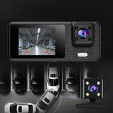 Triple Lens Car Dash Cam with Super Night Vision and Loop Recording