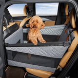 Pet Seat for Small Medium Dogs Pet Car Auto Cover with Mesh Windows Rear Seat Dog Carrier Grey