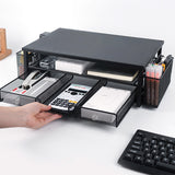 Desk Organizer Monitor Stand Riser with Drawer and Pen Holders for Office