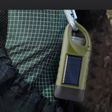 Hand Crank Solar Powered Emergency LED Flashlight – Rechargeable Light Military Green