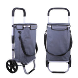 Foldable Shopping Cart Trolley Aluminium Waterproof Grocery Storage Bag Grey