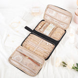 Travel Jewelry Case Organizer with Zipper Foldable Jewelry Bag for Earrings Rings Necklaces Bracelets