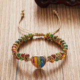Handmade Natural Stone Beaded Bracelet – Adjustable Woven Bangle for Women Jewelry Colorful
