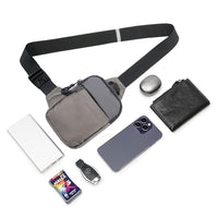 Travel Sling Bag for Men Small Crossbody Bag Water-resistant Casual Phone Chest Bag Gray