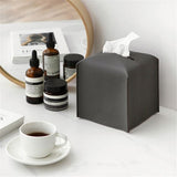 Square Tissue Box Dispenser Paper Storage Holder Napkin Case Organizer PU Leather Cover Black