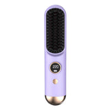 Cordless LCD Hair Straightening Brush 2-in-1 Portable Purple