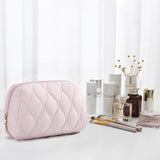 Travel Makeup Bag Puffy Padded Cosmetic Organizer Case Wide Opening Toiletry Pouch Pink