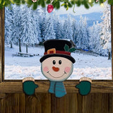 Christmas Fence Peeker Decoration Christmas Theme DIY Outdoor Garden Fence Signs for Home Yard Decoration Style 2