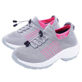Lightweight Stretch Mesh Walking Shoes Slip On for Men and Women Grey Pink