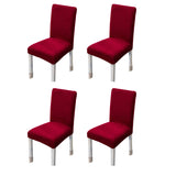 4 Pack Stretch Chair Covers Elastic Dining Chair Slipcovers Red