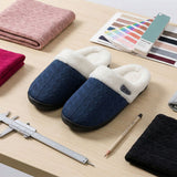 Warm Knit House Slippers for Women Comfy Slippers Indoor Outdoor Soles Dark Navy