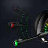 Wired Over-Ear Gaming Headset with RGB LED Lights and Noise-Canceling Mic Black