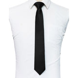 Pre-Tied Zip Necktie 8cm for Men Wedding Business Formal Black
