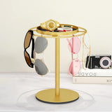 Metal Glasses Organizer Stand with Storage Tray Stylish Desk Organizer for Sunglasses Jewelry Gold