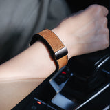 20mm Magnetized Leather Watch Band – Genuine Leather Strap for Samsung Huawei Xiaomi Dark Brown