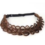 Plaited Headband Hair Extension Adjustable Stretch Brown