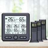 Digital Thermometer Hygrometer with 3 Wireless Sensors Indoor Outdoor Temperature Humidity Monitor Black