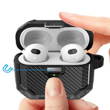 For Airpods Pro2nd Generation Magnetic Switch Case Shockproof Rugged Protective Cover with Keychain Black