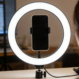 10 Inch Ring Light with Flexible Phone Holder Adjustable Brightness for Selfie Video Recording