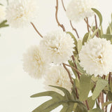 5 PCS Stem Cloth Dandelion Ball Artificial Flowers with Bendable Stems White