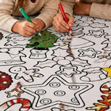 Christmas Coloring Blanket for Adults DIY Black White Line Art Style 2