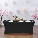 Rectangular Spandex Stretch Tablecloth for Wedding Party Black