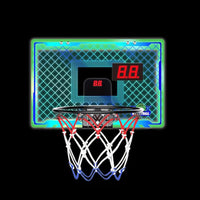 Indoor Lighted Basketball Hoop Mini Over The Door Basketball Hoops with 2 Basketball for Kids Green