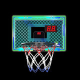 Indoor Lighted Basketball Hoop Mini Over The Door Basketball Hoops with 2 Basketball for Kids Green