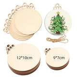 30Pcs Wooden Round Bauble Blank Hanging Ornament Christmas Tree Pendant DIY Craft