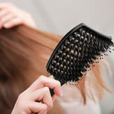 Detangle Nylon Boar Bristle Brush Head Scalp Comb Black