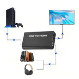 PS2 To HDMI Converter Adapter With USB Power Cable Supports All PS2 Display Modes
