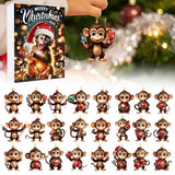 Advent Countdown Calendar – Funny Monkey Christmas Hanging Ornaments Style 2