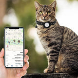 Reflective Cat Collar with AirTag Holder Adjustable Breakaway Pet Collar with Bell for Cats and Small Pets Black