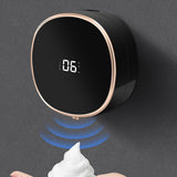 3-Speed Automatic Soap Dispenser Digital Display 280ml Foam Pump Drill-Free Wall Mount Foam Machine Black