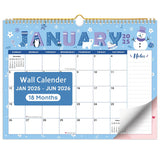2025 Wall Calendar 18-Month Hanging Calendar with Notes Area for or Home Office