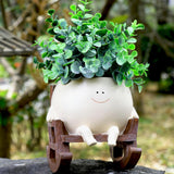Smily Face Planter Pot Cute Resin Flower Succulent Plant Pot