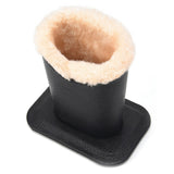 Soft Plush Lined PU Leather Eyeglasses Desk Holder Stand with Base Black