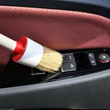 6Pcs Set Car Detailing Brush Boar Hair Brush Kit Wood Handle Wheels Leather Air Vents