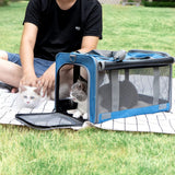 Washable Pet Carrier for Large Cats and Dogs Travel Blue