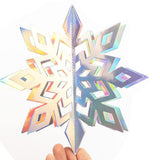 3D Paper Snowflake Hanging Decor Christmas Tree & Party Ornaments Iridescent Silver