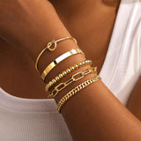 Gold Plated Bracelets for Women Stack Bangle Cuff Bracelet Set Jewelry Trendy