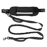 Hands Free Dog Walking Waist Bag with Adjustable Dog Leash Waist Belt Pouch Dog Running Rope Black