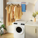 Wall Mounted Foldable Laundry Drying Rack Adjustable Clothes Drying Rack White