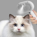Pet Steam Brush Cat Dog Spray Hair Removal Comb for Shedding Grooming White