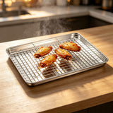 304 Stainless Stee Baking Sheet with Rack Set for Oven and Air Fryer