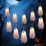10PCS Ghost 275cm Halloween Warm White LED Hanging Light String with 8 Modes