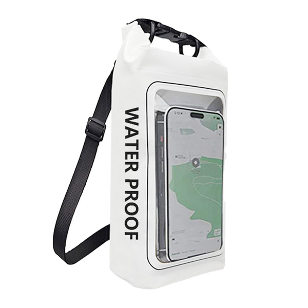 Water Resistant Dry Bag Roll Top Crossbody Shoulder Bag with Phone Pouch White