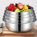5 PCS 410 Stainless Steel Colander and Mixing Bowl Set 22 to 30cm