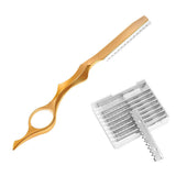 Hair thinning Razor Hairdressing Thinning Shaper Comb Styling Razor / 10 Blades Gold