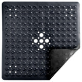 Large Non-Slip Shower Mat with Drain Holes Square Bath Mat Black
